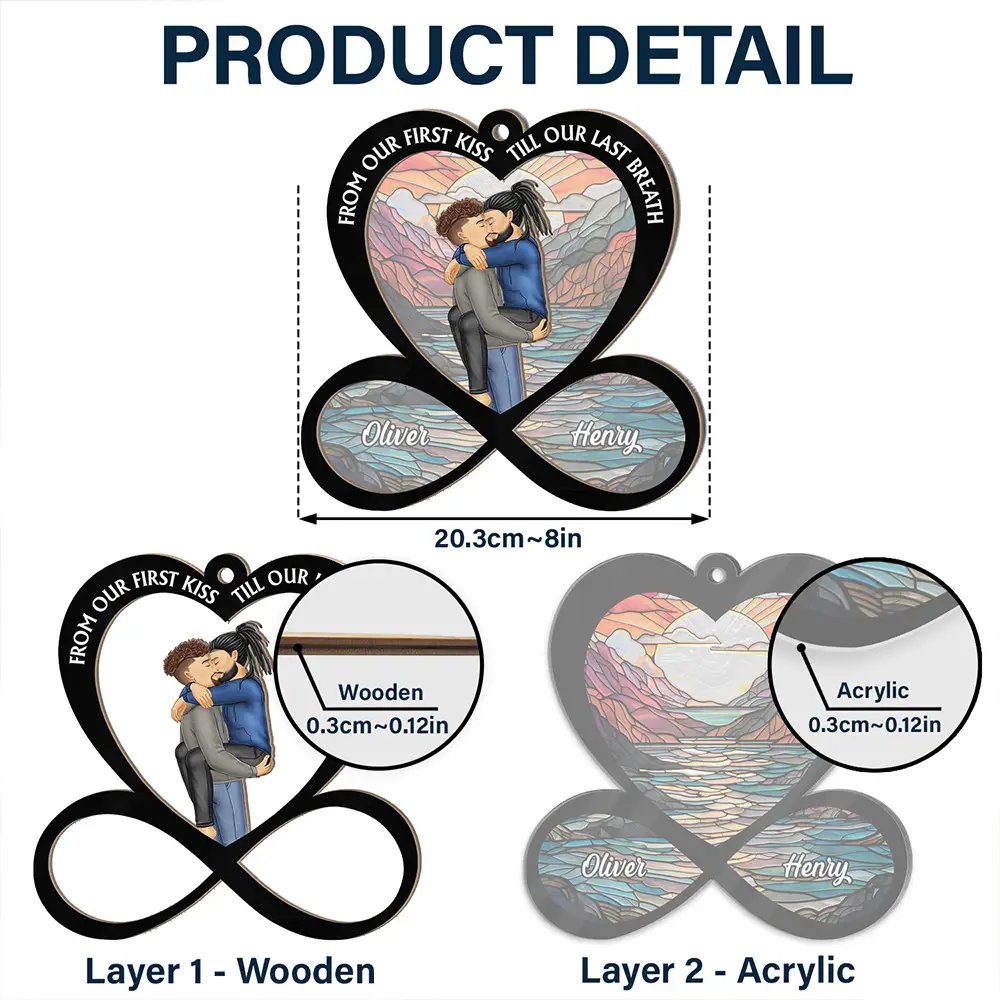 Kissing Couple You & Me We Got This - Personalized Window Hanging Suncatcher Ornament - Image 5