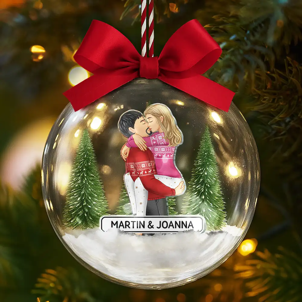 Kissing Couples - Personalized 3D Acrylic Ball Ornament - Image 6