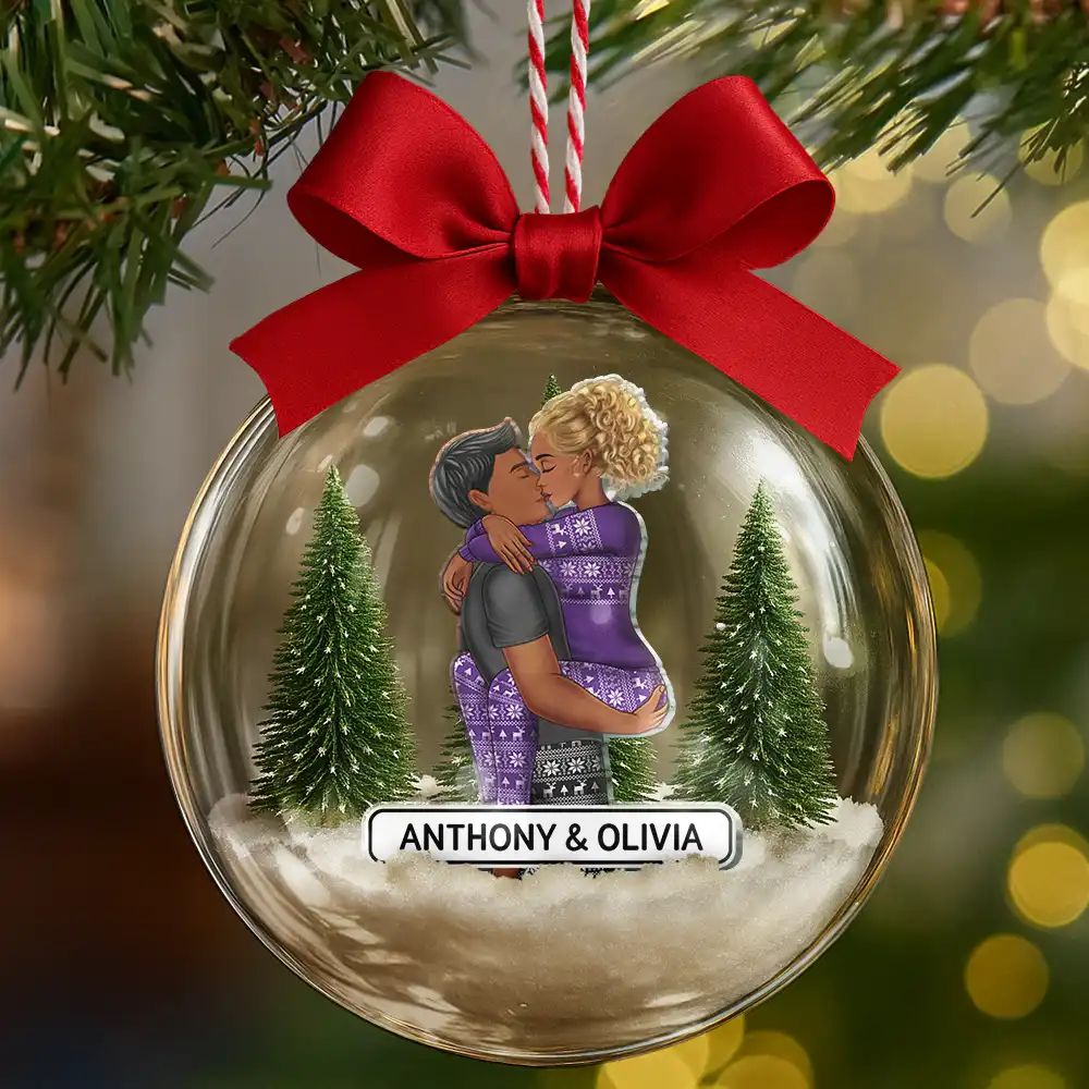 Kissing Couples - Personalized 3D Acrylic Ball Ornament - Image 7