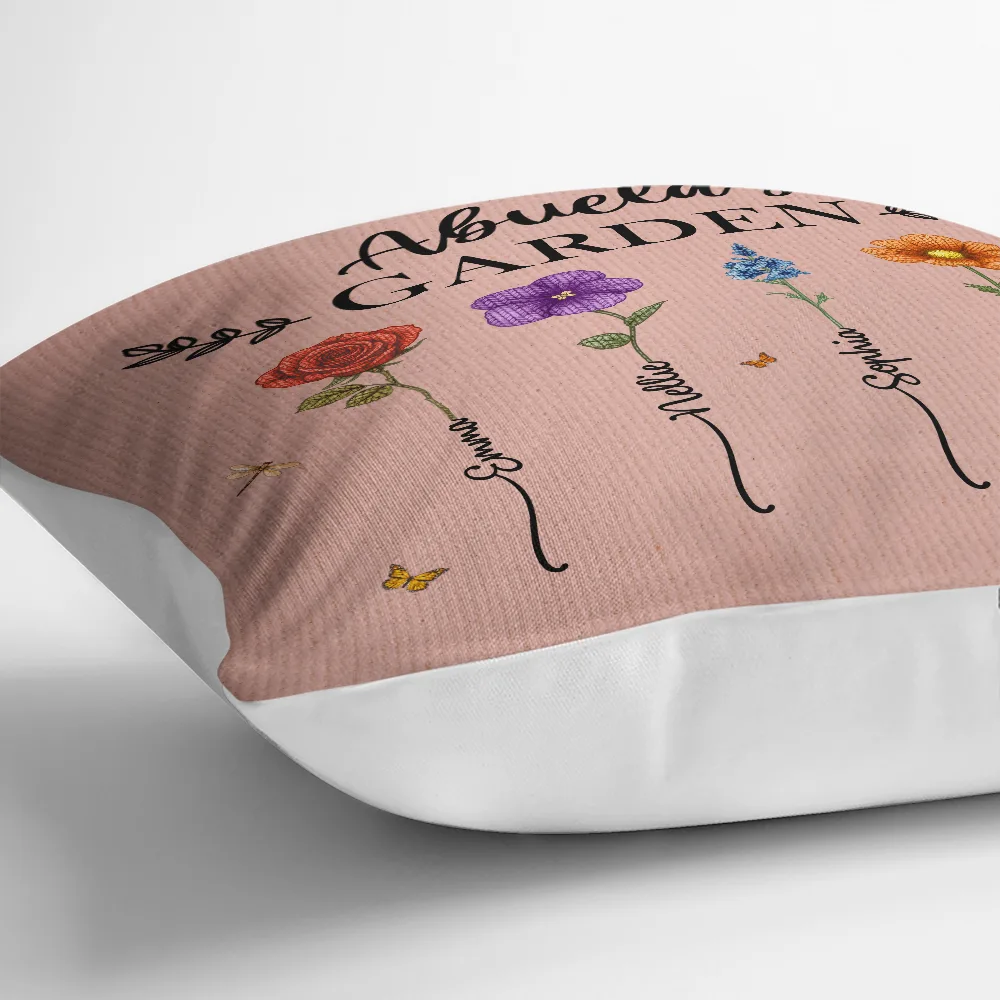 Knitted Effect Birth Flower Grandma's Garden - Personalized Pillow - Image 3