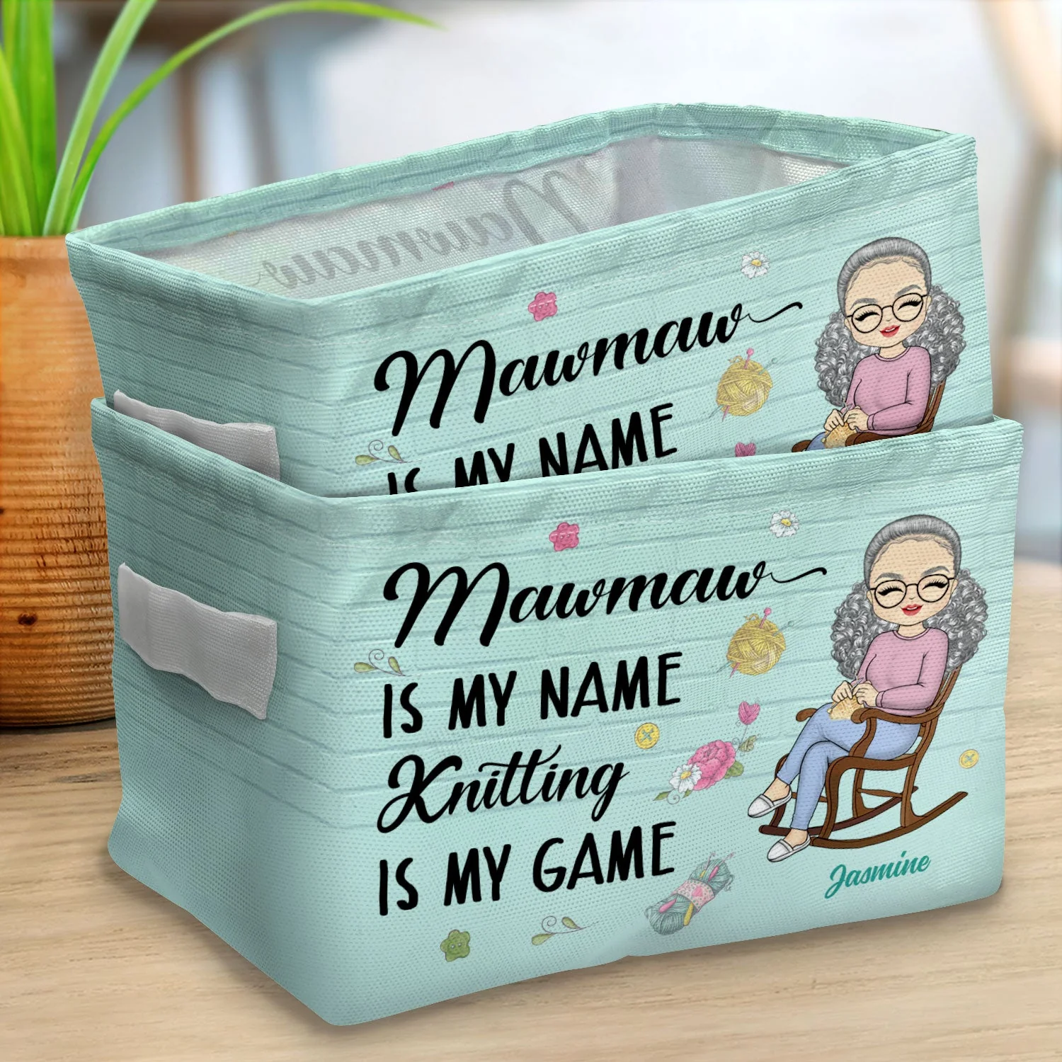 Knitting Is My Game - Gift For Grandma - Personalized Storage Box - Image 2