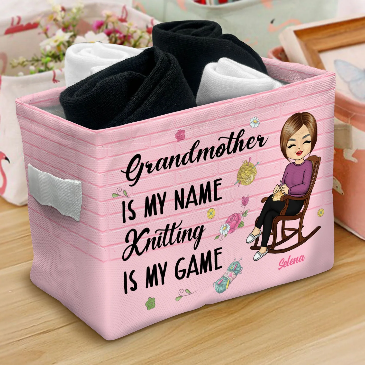 Knitting Is My Game - Gift For Grandma - Personalized Storage Box - Image 3