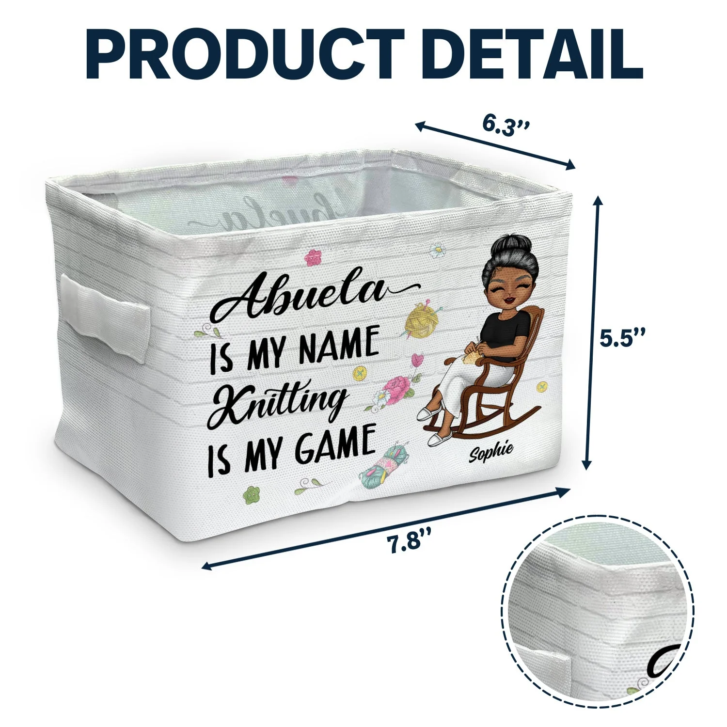 Knitting Is My Game - Gift For Grandma - Personalized Storage Box - Image 4