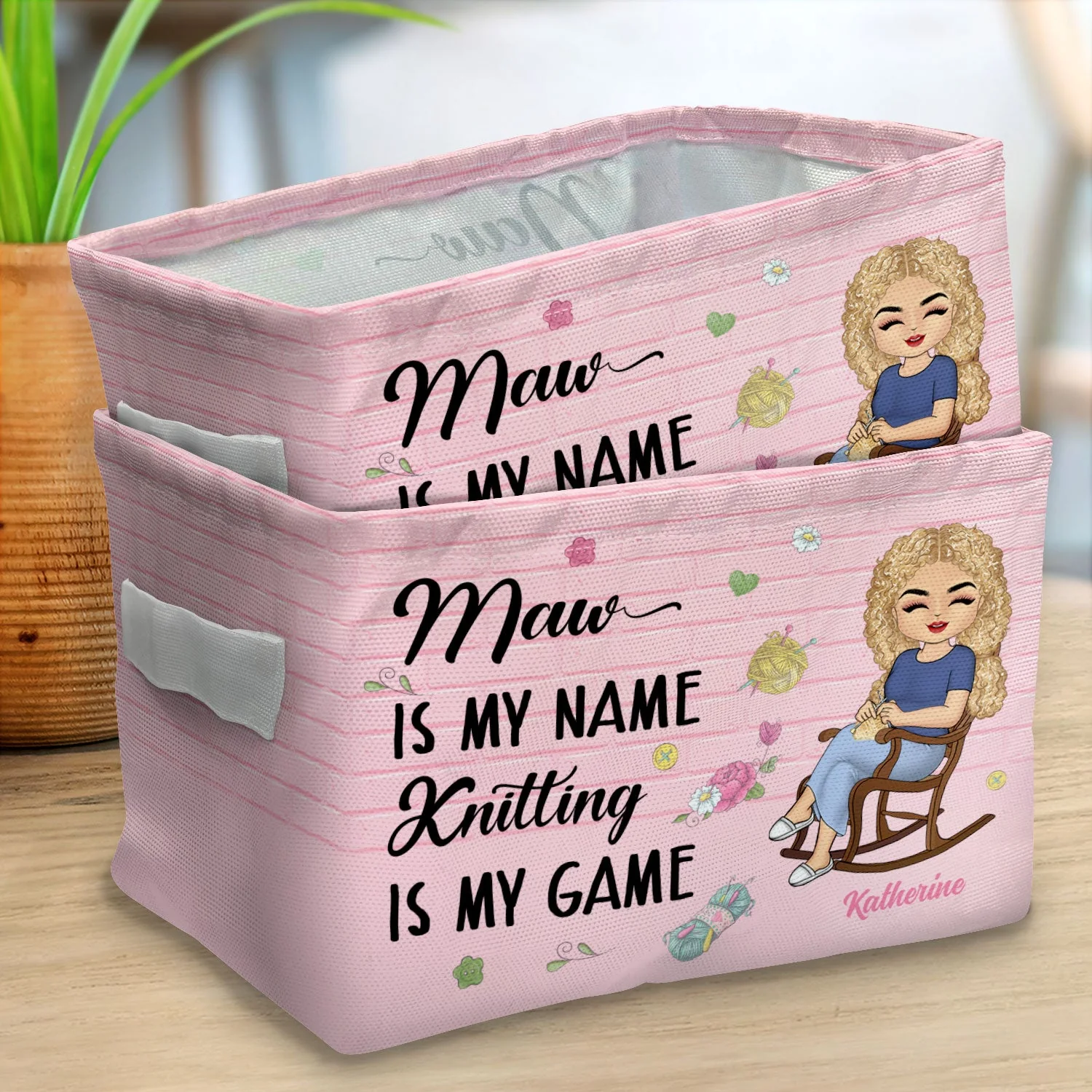 Knitting Is My Game - Gift For Mother - Personalized Storage Box - Image 2