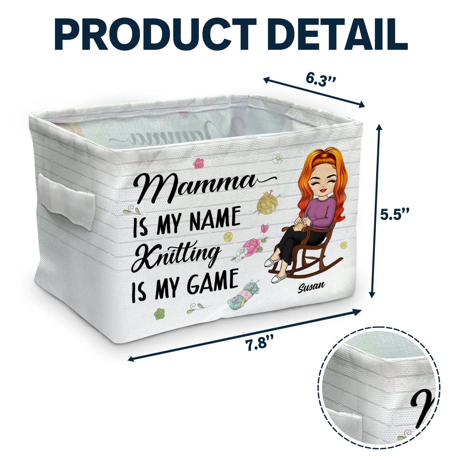 Knitting Is My Game - Gift For Mother - Personalized Storage Box - Image 4