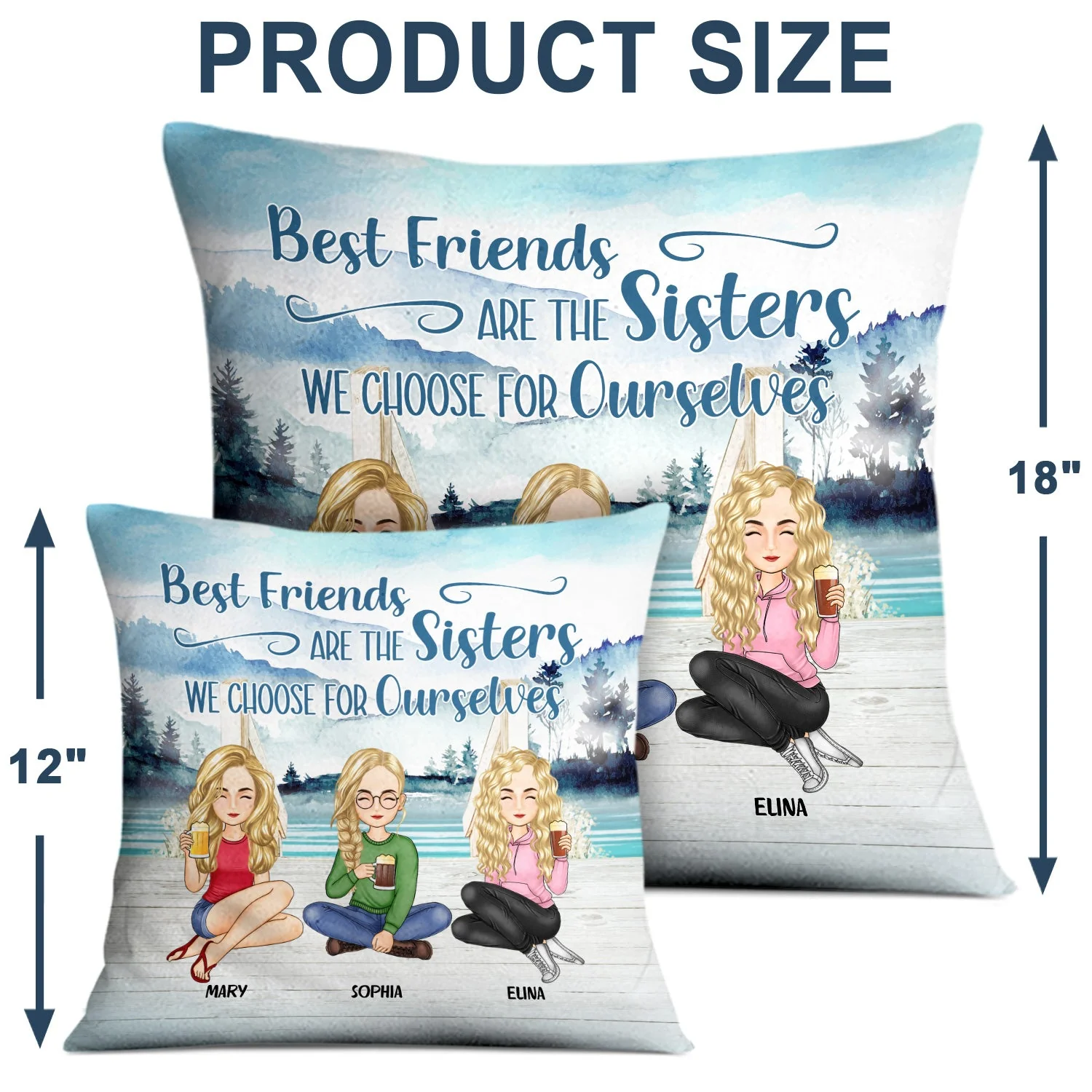 Lake Bestie Best Friends Are The Sisters - Gift For Besties - Personalized Pillow - Image 4