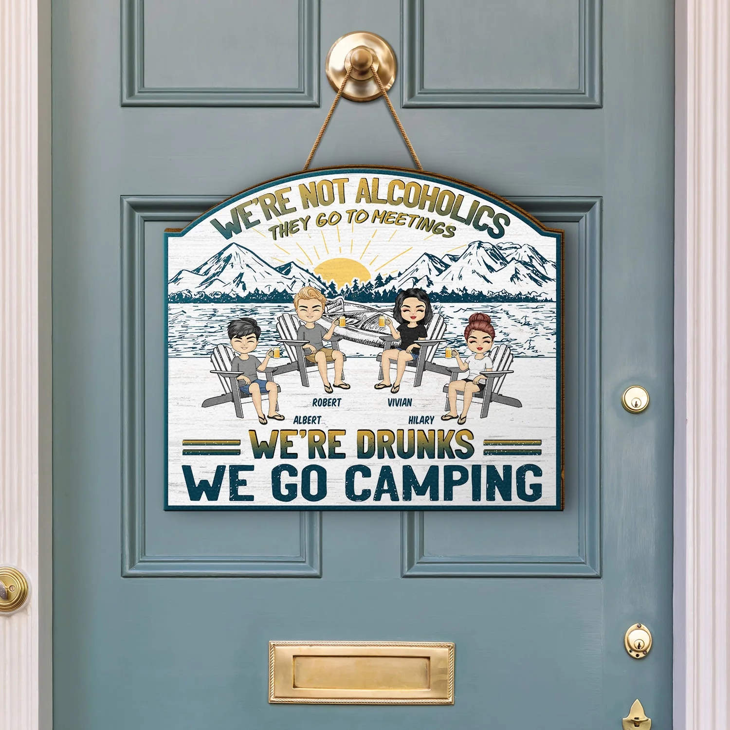 Lake Camping We're Drunks Boat - Gift For Bestie - Personalized Custom Shaped Wood Sign - Image 3