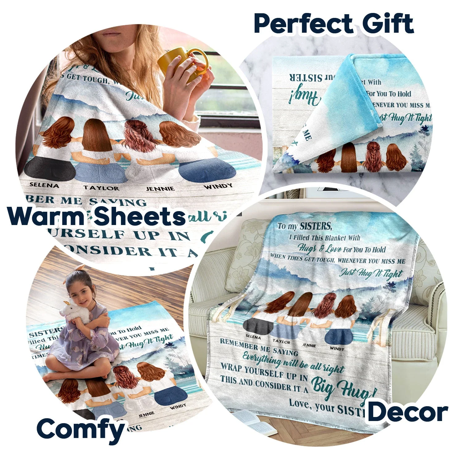 Lake Filled This Blanket With Hugs And Love - Gift For Sisters - Personalized Custom Fleece Blanket - Image 7