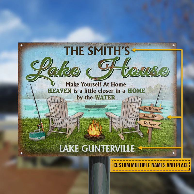 Lake House Make Yourself At Home Custom Classic Metal Signs - Image 2