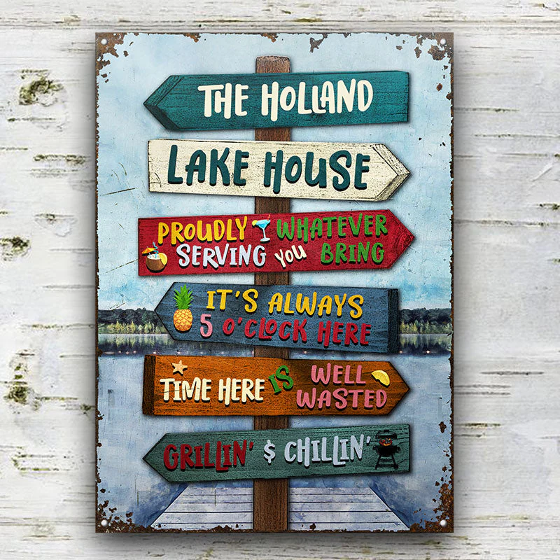 Lake House Proudly Serving Whatever You Bring - Personalized Custom Classic Metal Signs - Image 2