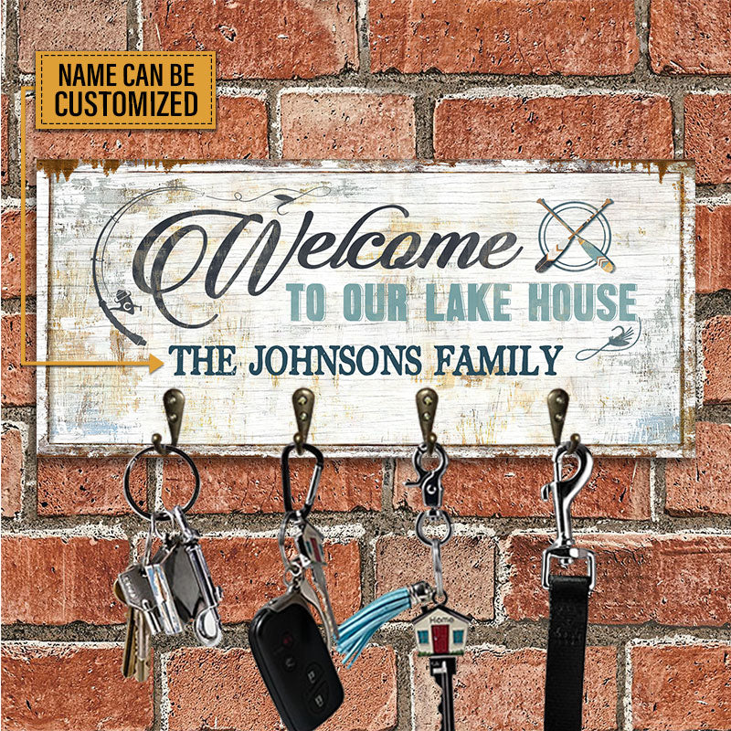 Lake House Welcome To Our Lake House Personalized Custom Wood Key Holder - Image 2