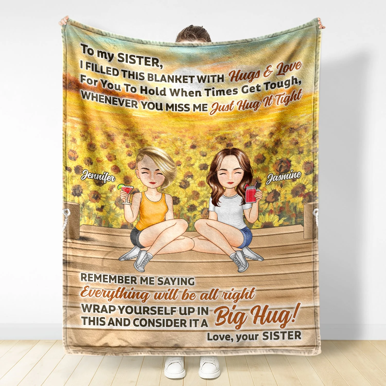 Lake Sister Hug This Blanket - Gift For Sister - Personalized Fleece Blanket - Image 2