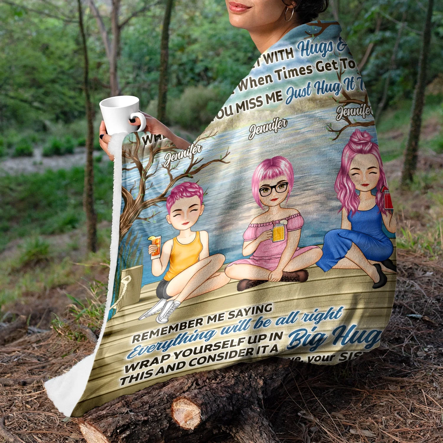Lake Sister Hug This Blanket - Gift For Sister - Personalized Fleece Blanket - Image 3