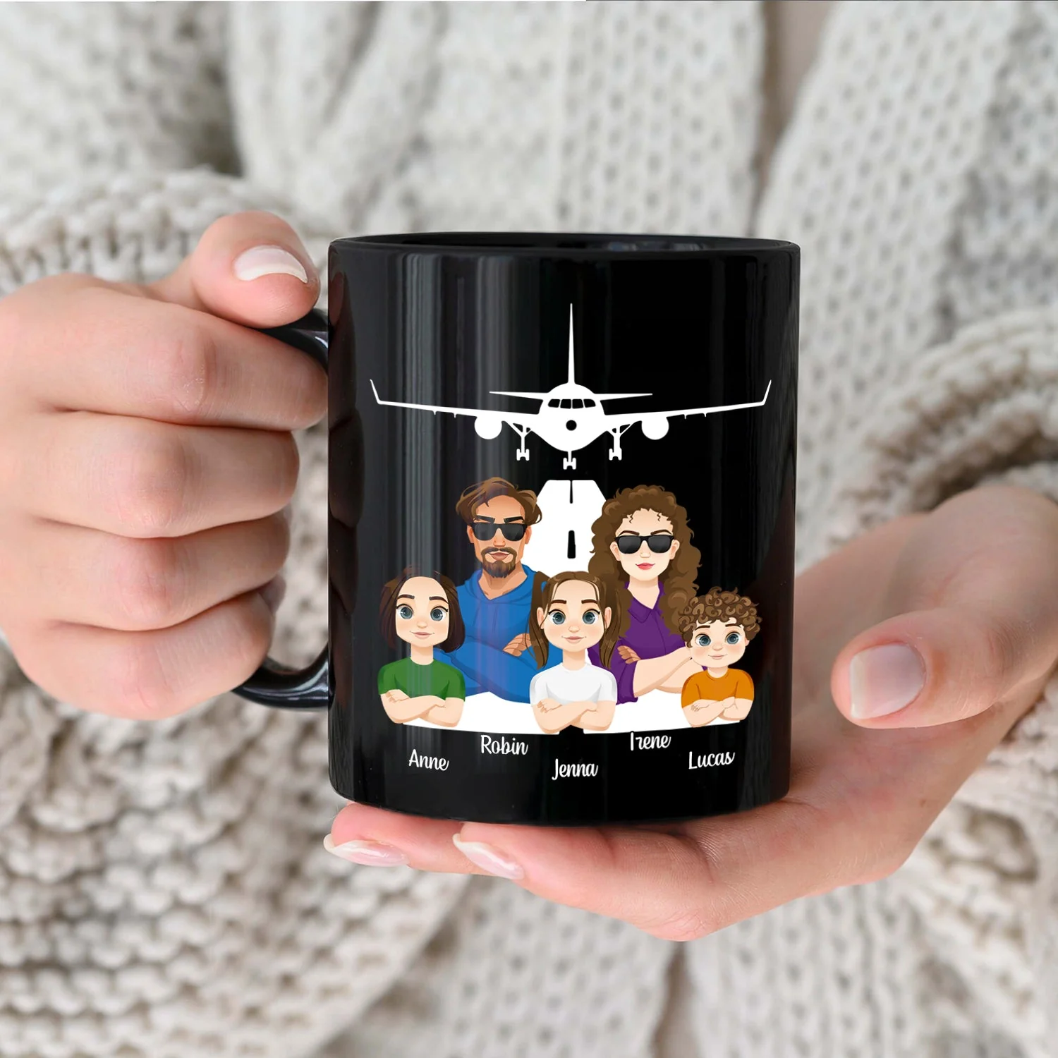 Landing My Mom - Gift For Husband, Dad - Personalized Black Mug - Image 3