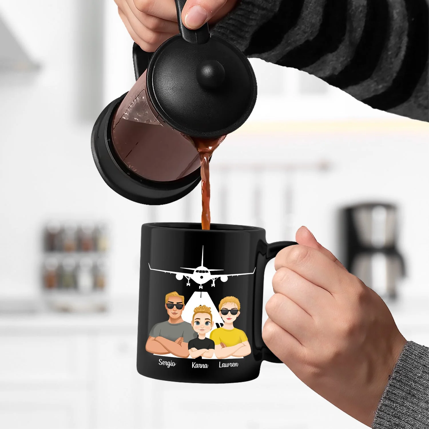 Landing My Mom - Gift For Husband, Dad - Personalized Black Mug - Image 5