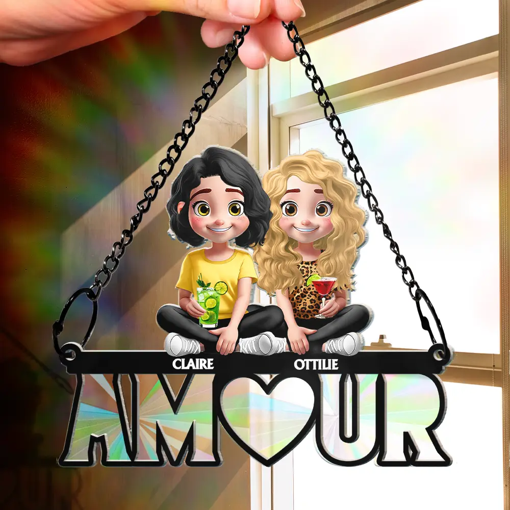 Language Of Love - Personalized Window Hanging Rainbow Suncatcher - Image 2