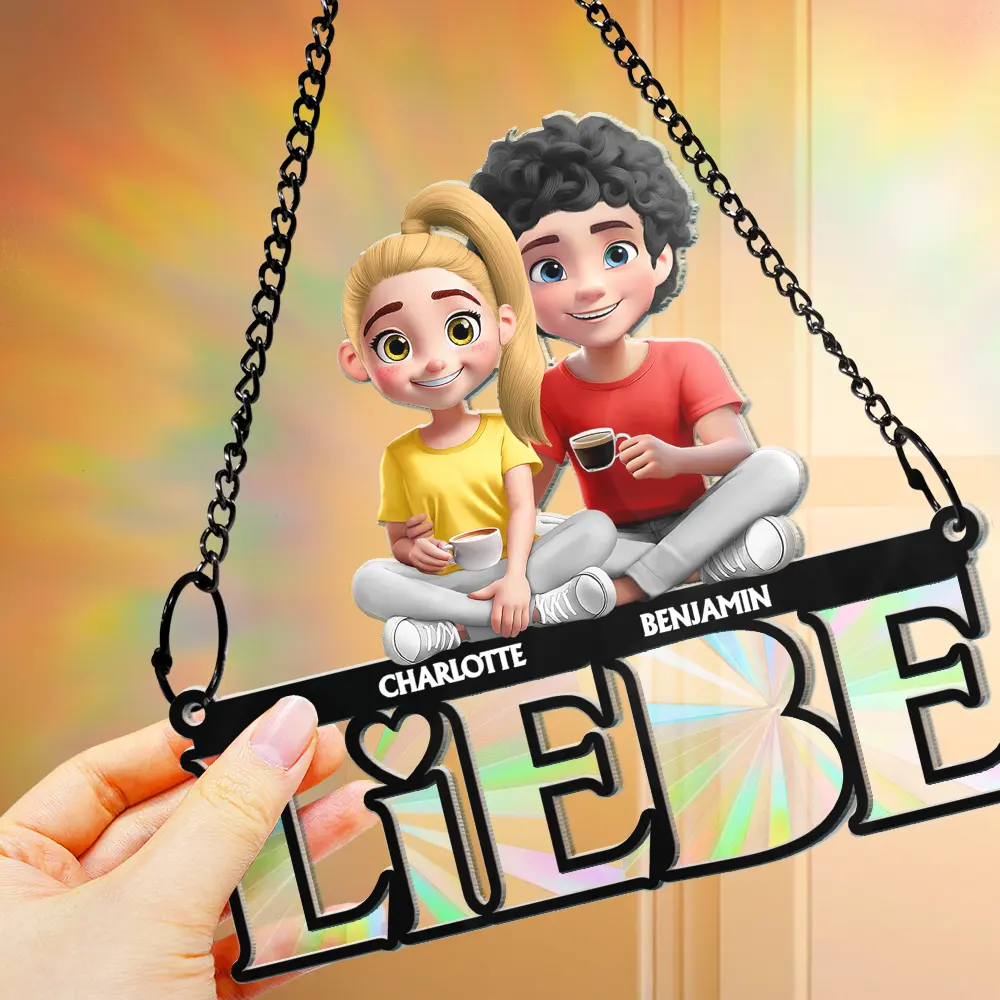Language Of Love - Personalized Window Hanging Rainbow Suncatcher - Image 4