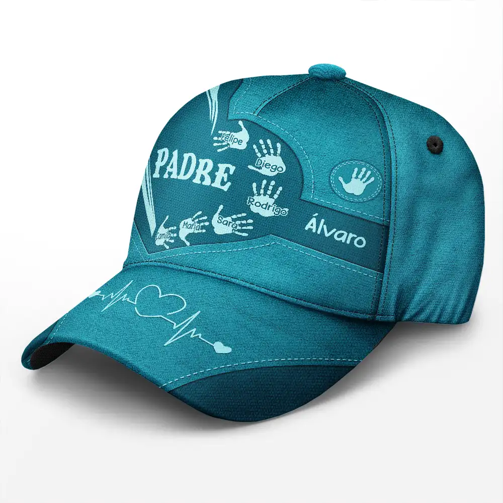 Las Huellas De Las Manos Del Abuelo Papá Y Los Niños - Gorra Clásica Personalizada - Image 2