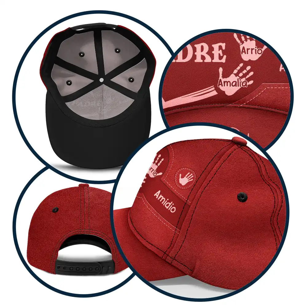 Las Huellas De Las Manos Del Abuelo Papá Y Los Niños - Gorra Clásica Personalizada - Image 5