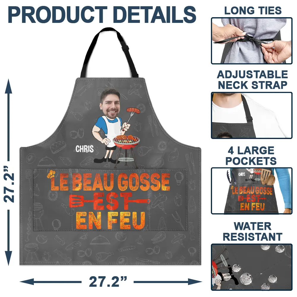 Le Beau Gosse Est En Feu - Tablier Personnalisé - Image 5