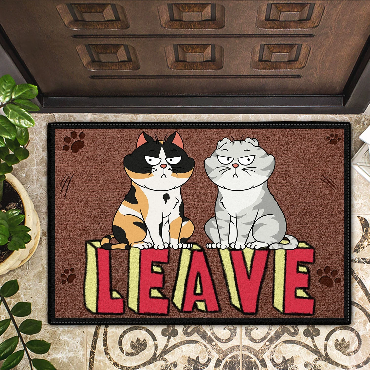 Leave Funny Cats - Home Decor Gift For Cat Lovers - Personalized Doormat - Image 2