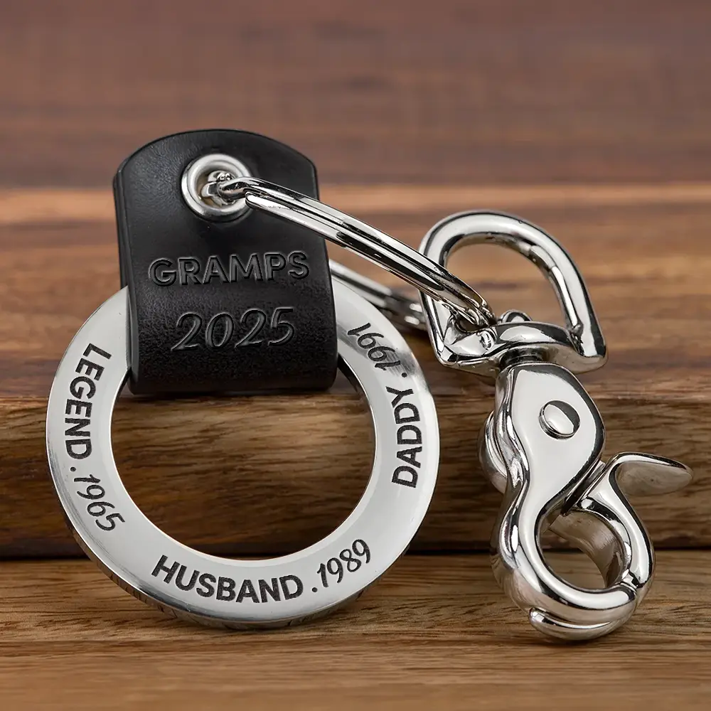 Legend Husband Dad Papa I Just Get Better - Personalized Leather Coordinates Keychain - Image 3