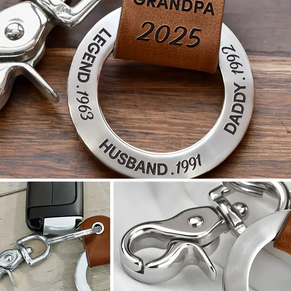 Legend Husband Dad Papa I Just Get Better - Personalized Leather Coordinates Keychain - Image 5
