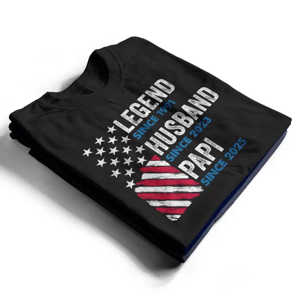 Legend Husband Dad Papa Stars And Stripes Flag - Personalized T Shirt - Image 5