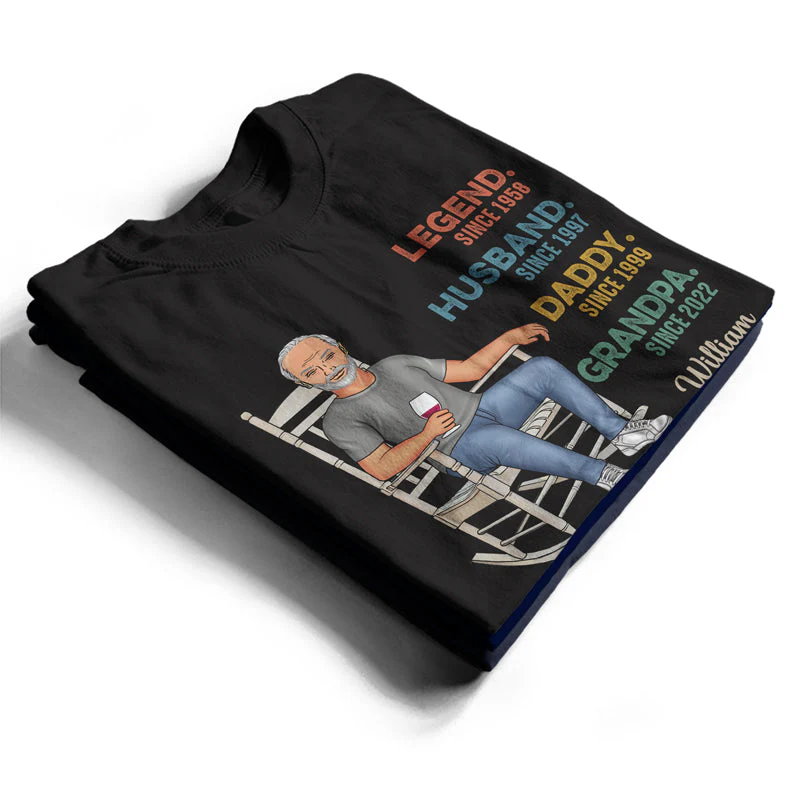 Legend Husband Daddy Grandpa - Father Gift - Personalized Custom T Shirt - Image 2