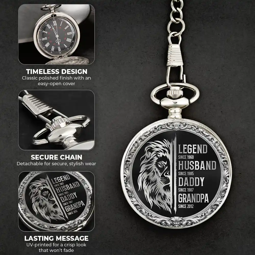 Legend Husband Daddy Grandpa - Personalized Pocket Watch - Image 6