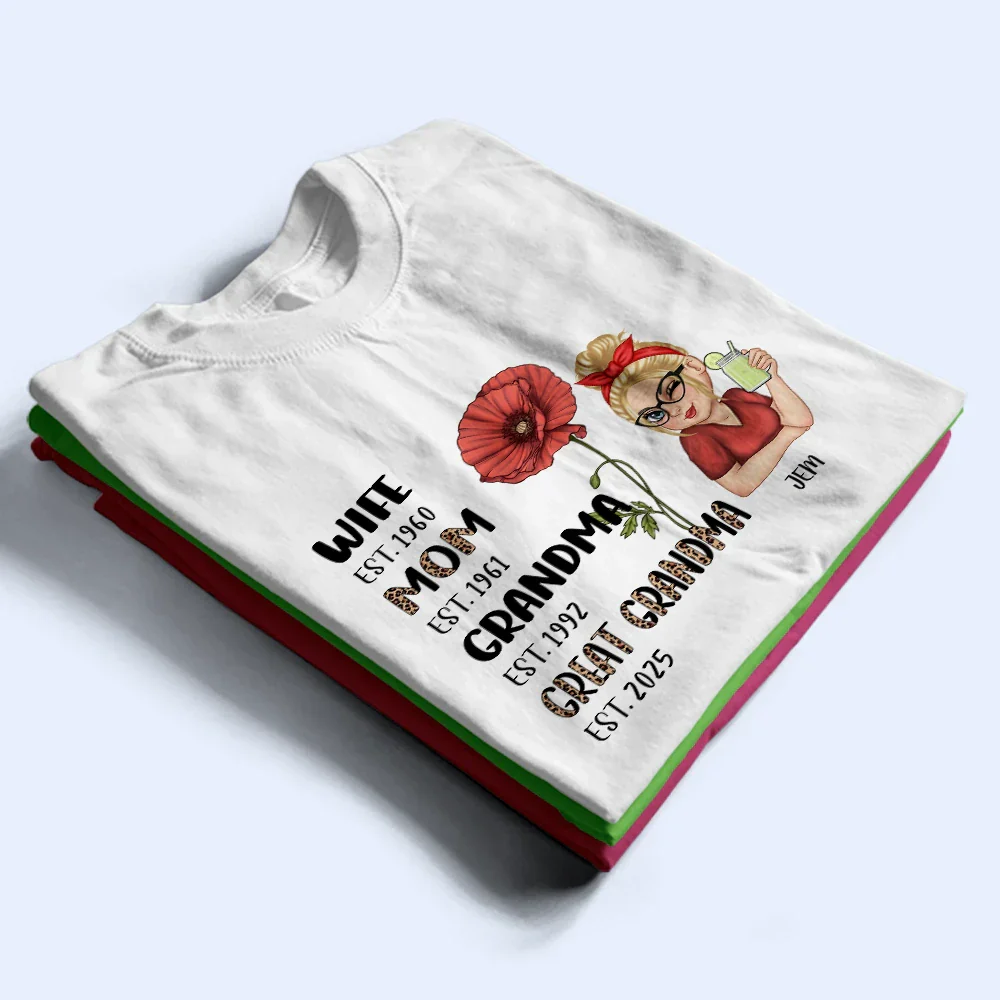 Legend Wife Mom Grandma Birth Month Flower - Personalized T Shirt - Image 2