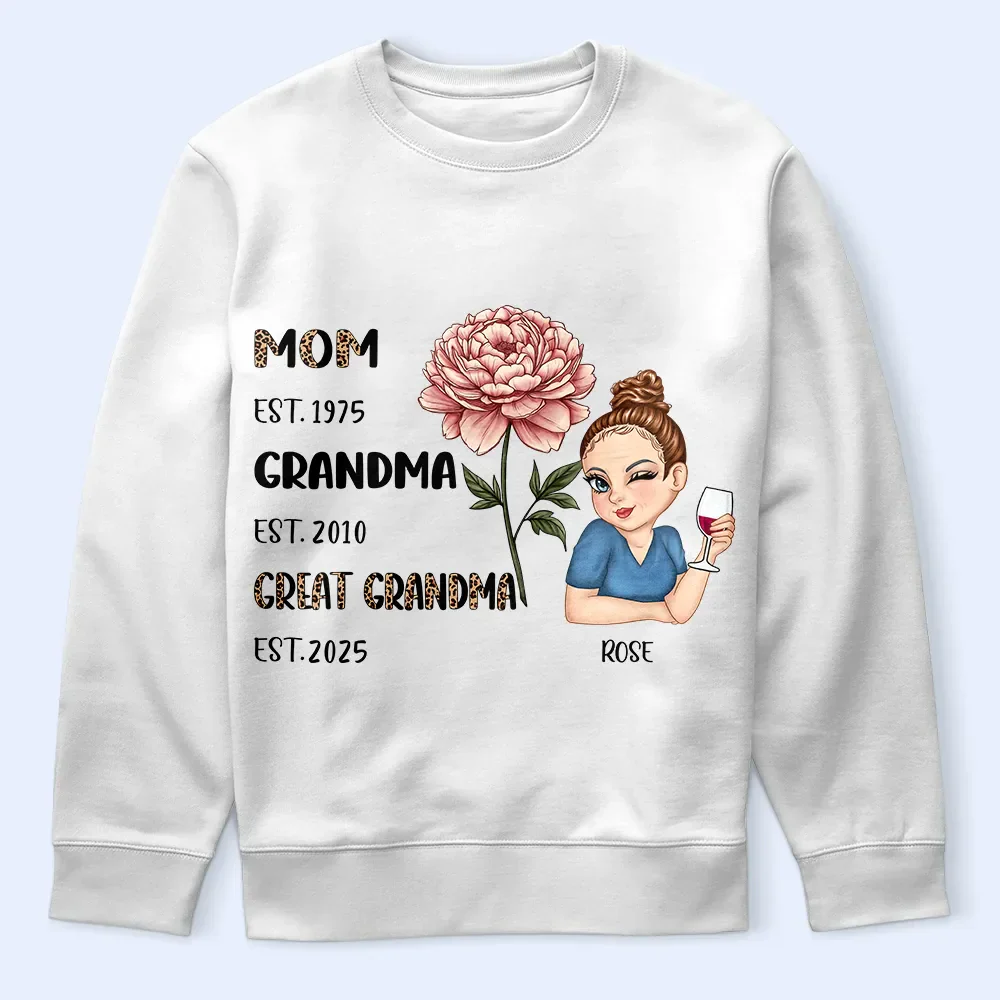 Legend Wife Mom Grandma Birth Month Flower - Personalized T Shirt - Image 5