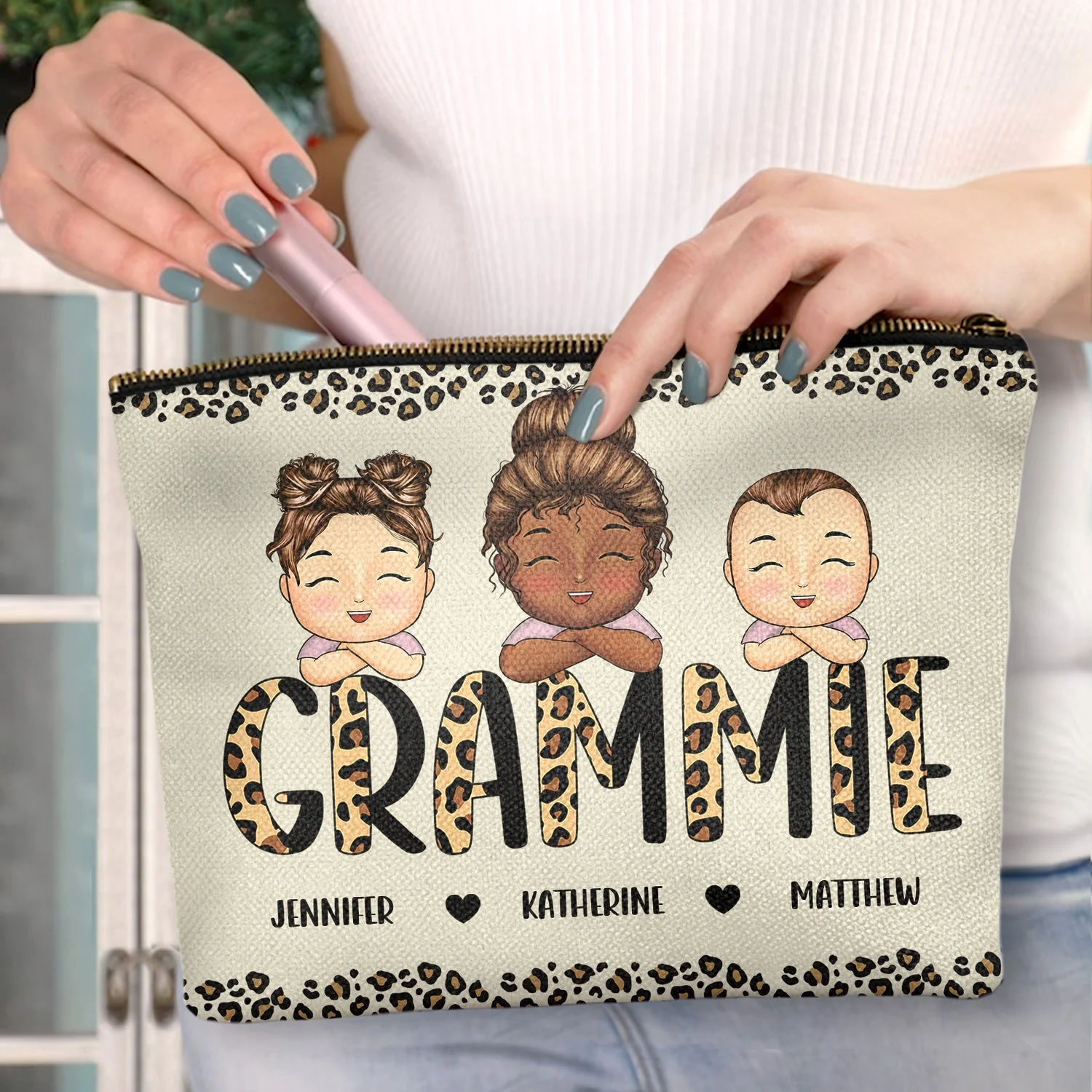 Leopard Mama Nana Title - Birthday, Loving Gift For Mom, Mum, Mother, Grandma, Grandmother - Personalized Cosmetic Bag - Image 3