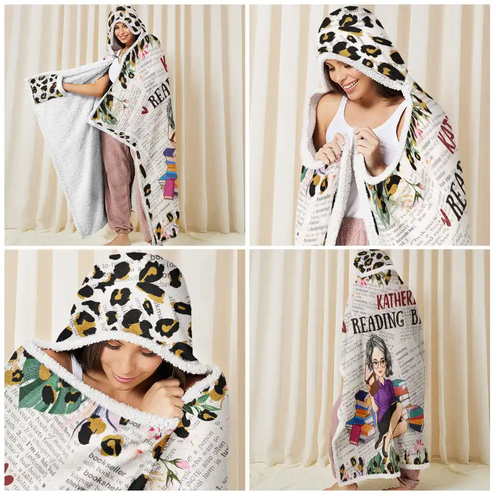 Leopard My Reading Blanket - Personalized Wearable Hooded Blanket - Image 6