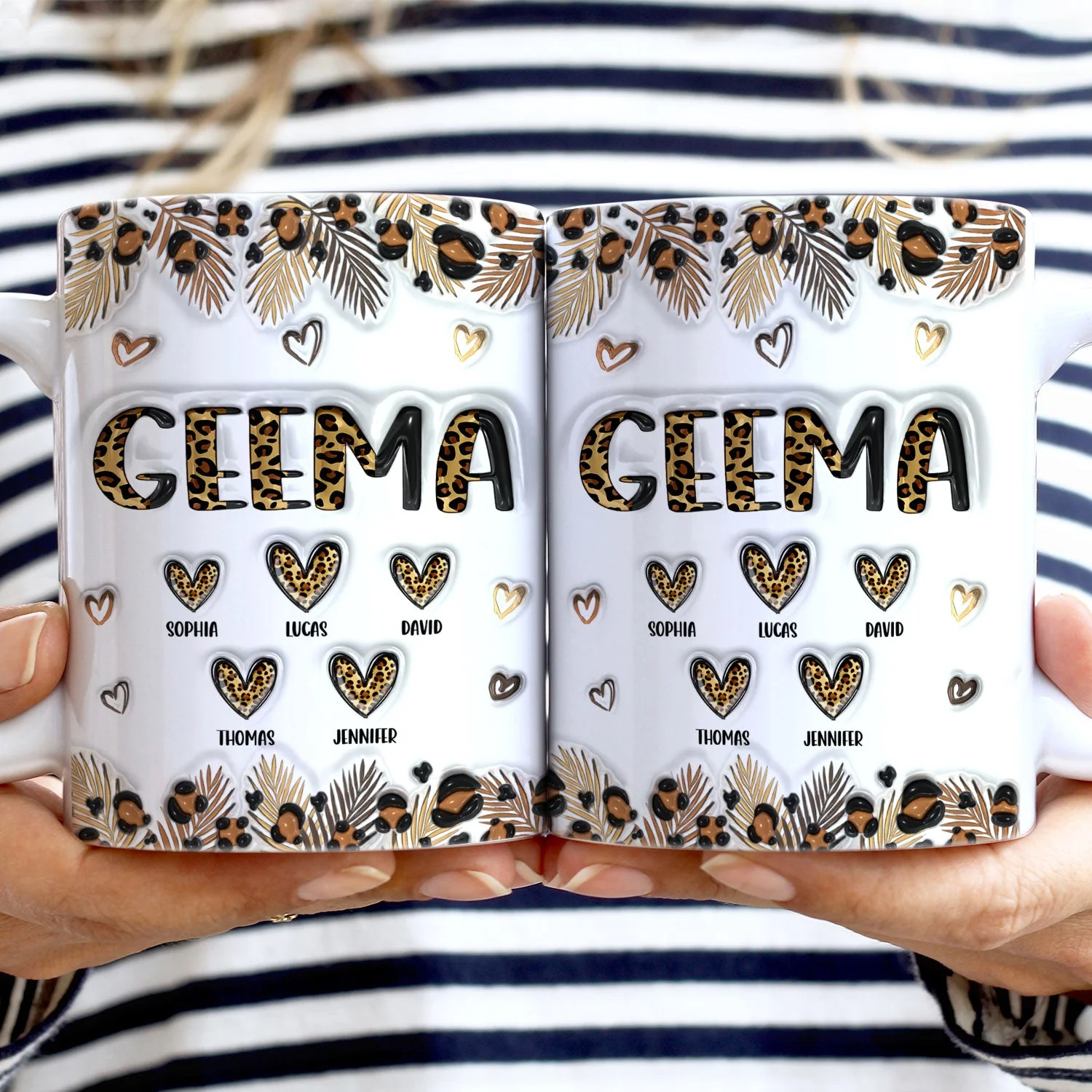 Leopard Nana Title - Birthday, Loving Gift For Mom, Mother, Mama, Grandma, Grandmother - 3D Inflated Effect Printed Mug, Personalized White Edge-to-Edge Mug - Image 2