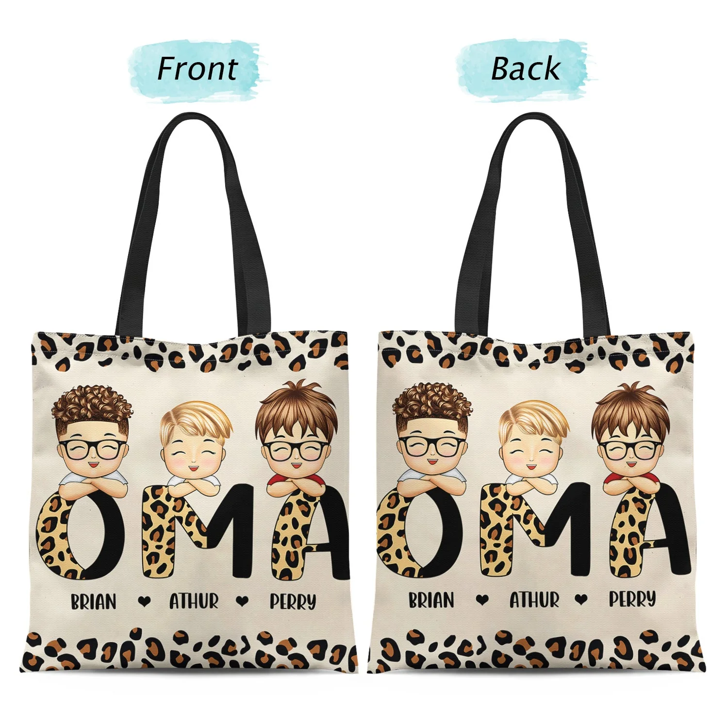 Leopard Nana Title - Birthday, Loving Gift For Mom, Mother, Mama, Grandma, Grandmother - Personalized Zippered Canvas Bag - Image 2