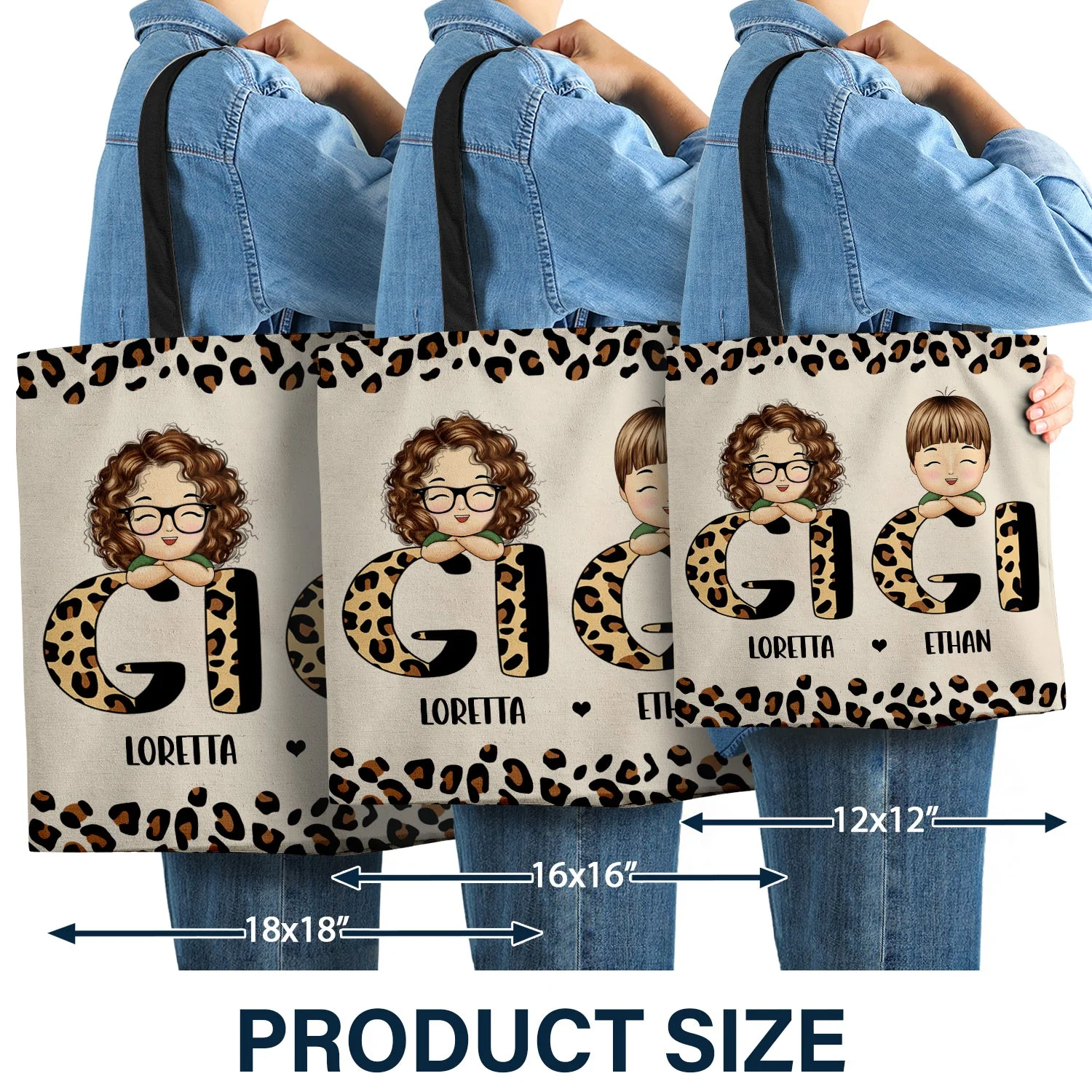 Leopard Nana Title - Birthday, Loving Gift For Mom, Mother, Mama, Grandma, Grandmother - Personalized Zippered Canvas Bag - Image 4