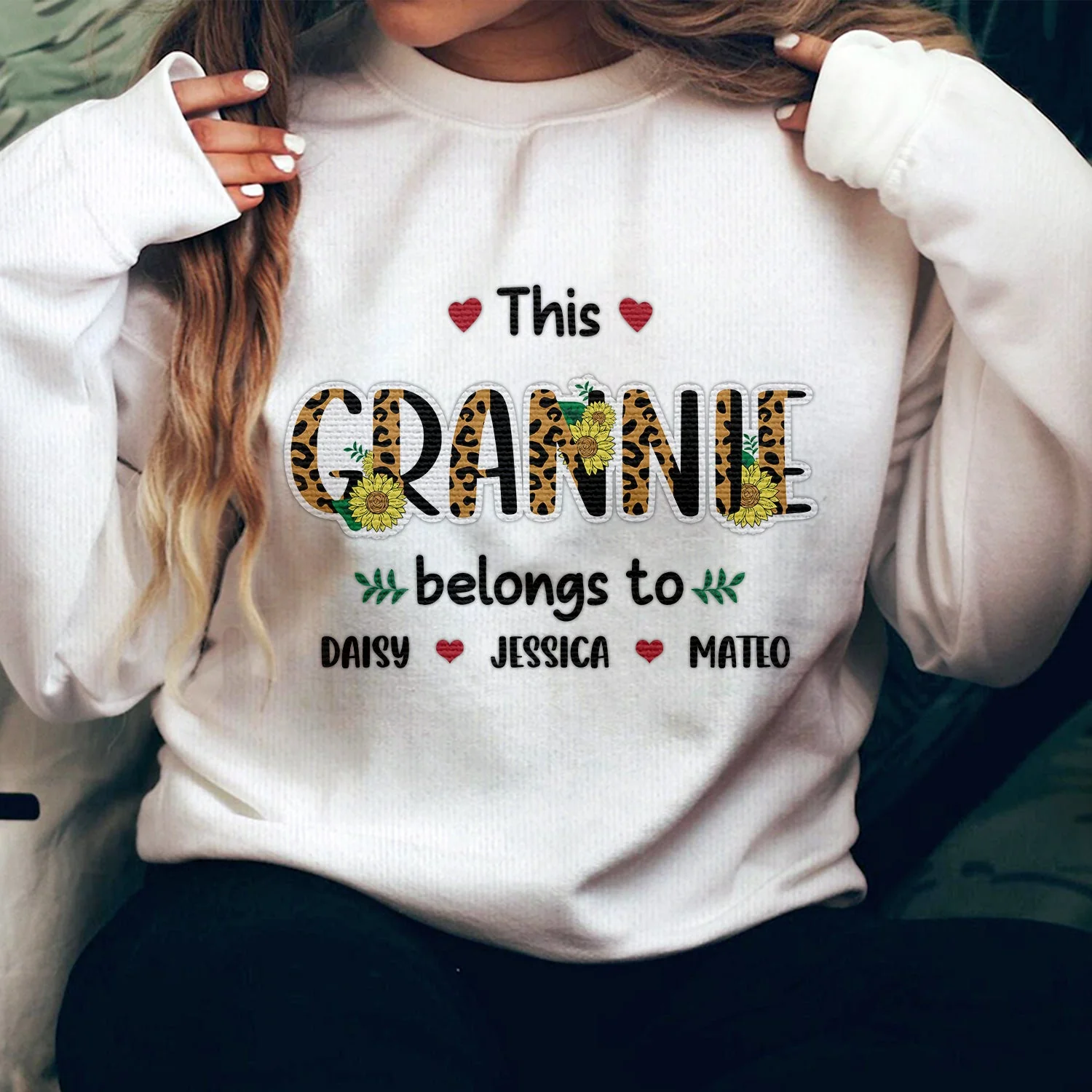 Leopard Title - Birthday, Loving Gift For Nana, Grandma, Mom, Mum, Mother - Personalized Embroidered Sweatshirt - Image 3