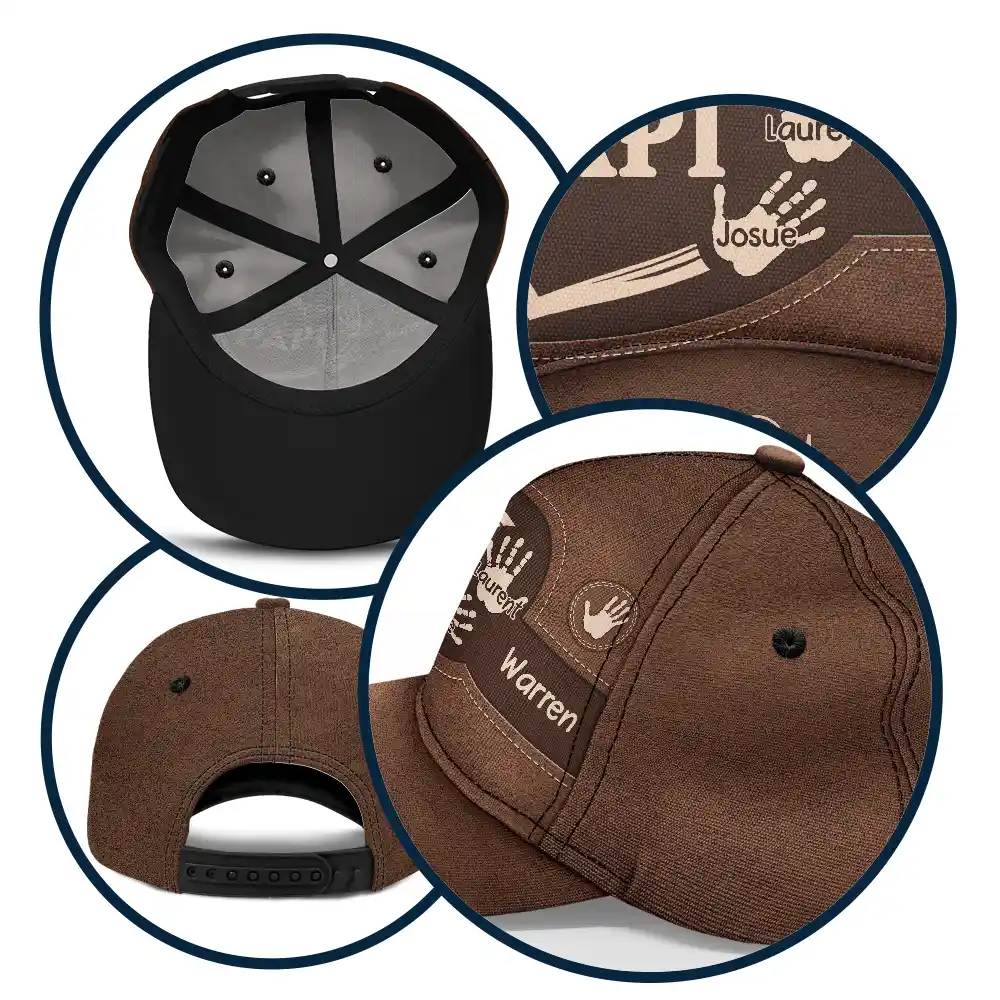 Les Empreintes Des Mains Du Grand-Père Papa Et Des Enfants - Casquette Classique Personnalisée - Image 5