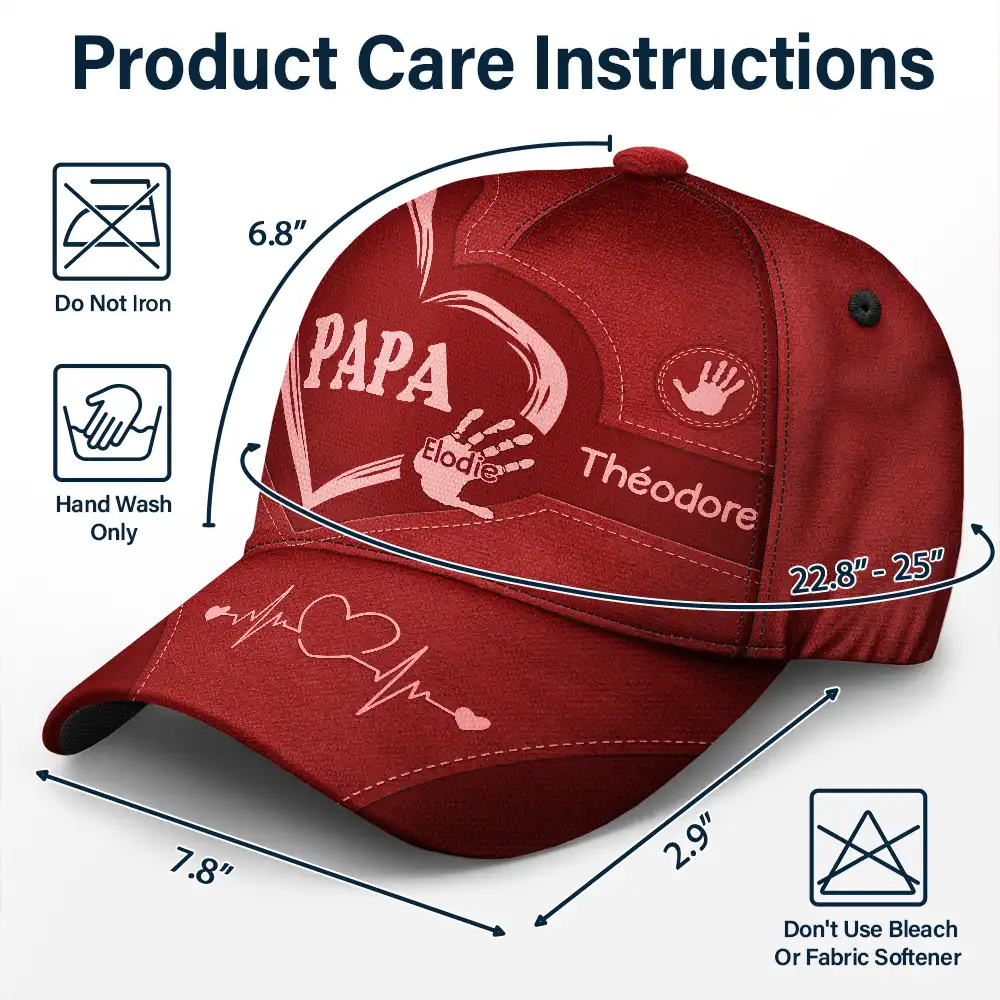 Les Empreintes Des Mains Du Grand-Père Papa Et Des Enfants - Casquette Classique Personnalisée - Image 6