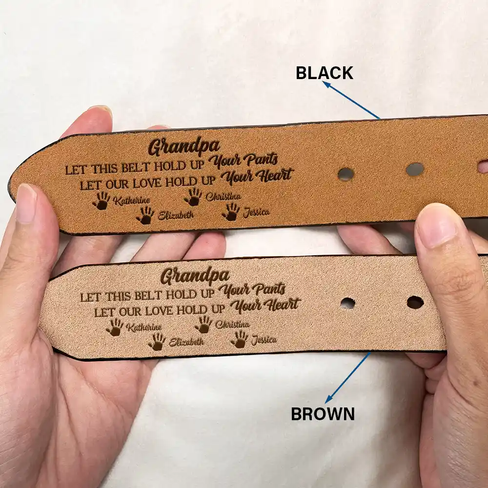 Let Our Love Hold Up Your Heart - Personalized Engraved Leather Belt - Image 2