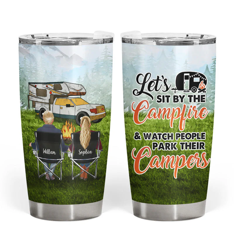 Let Sit By The Campfire Camping - Personalized Custom Tumbler - Image 3