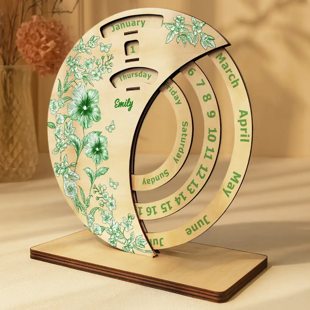 Let Your Birth Month Flower Bloom In Time - Personalized Spinning Perpetual Desk Calendar - Image 3