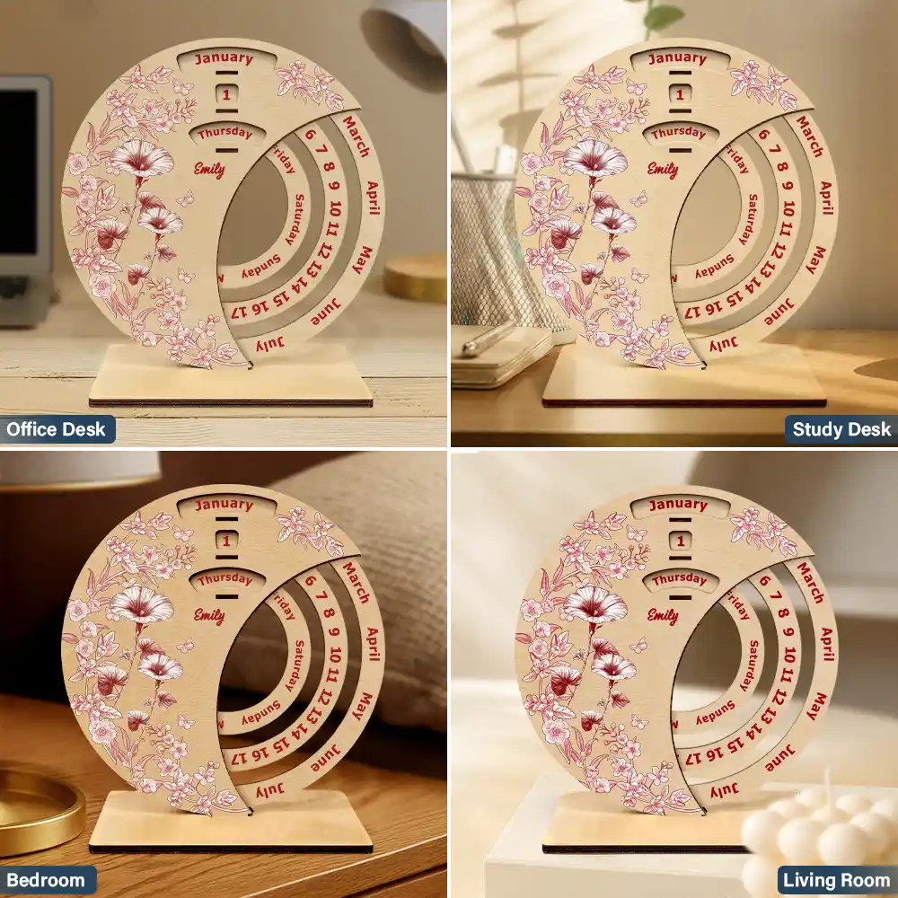 Let Your Birth Month Flower Bloom In Time - Personalized Spinning Perpetual Desk Calendar - Image 6