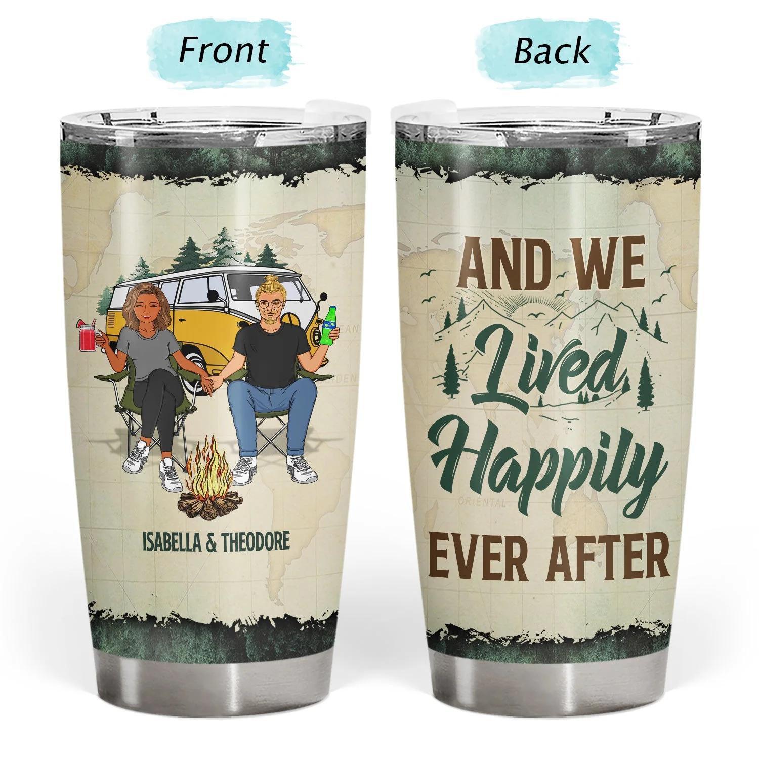 Let's Sit By The Campfire And Watch People Park Their Campers - Gift For Camping Lovers, Campsite, Couple, Family - Personalized Custom Tumbler - Image 3