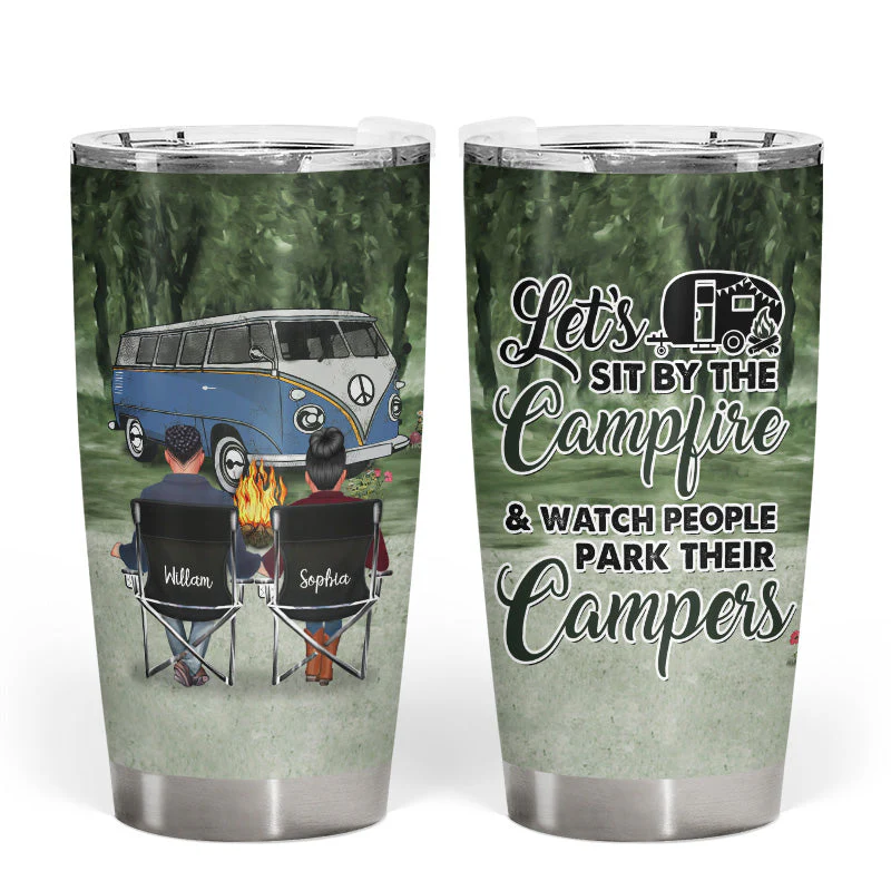 Let's Sit By The Campfire - Gift For Camping Lovers - Personalized Custom Tumbler - Image 4