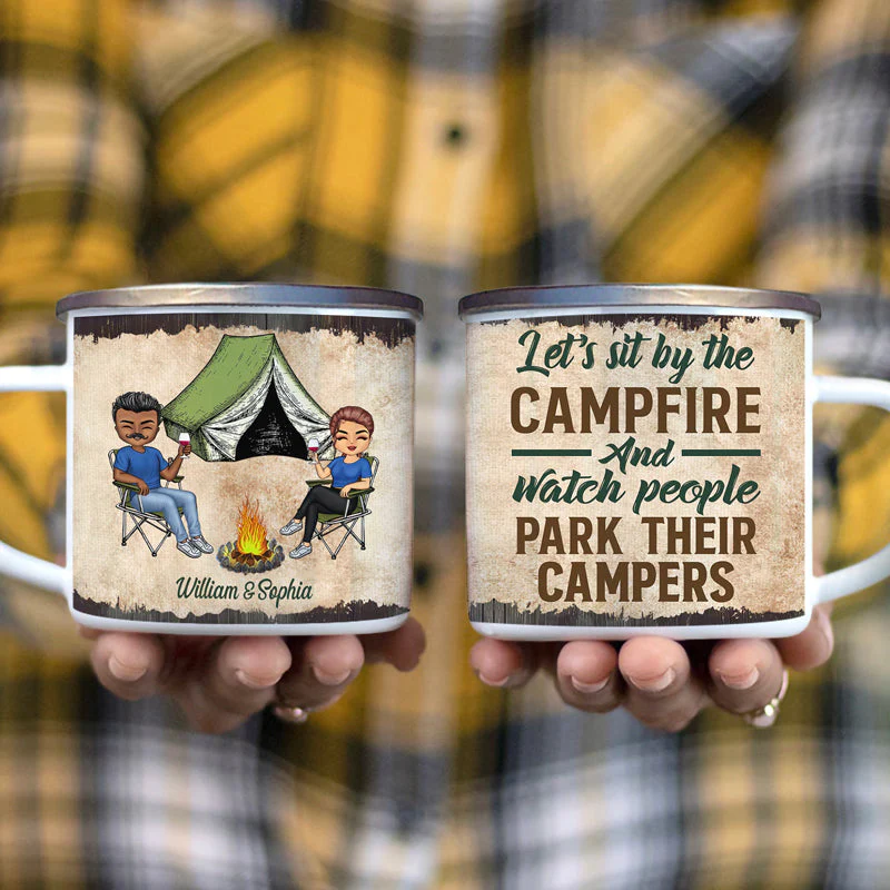 Let's Sit By The Campfire Husband Wife Camping - Couple Gift - Personalized Custom Campfire Mug - Image 2