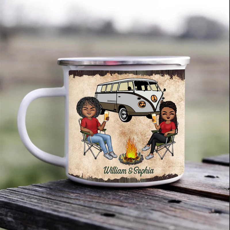 Let's Sit By The Campfire Husband Wife Camping - Couple Gift - Personalized Custom Campfire Mug - Image 3