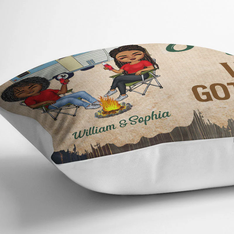 Let's Sit By The Campfire Husband Wife Camping - Couple Gift - Personalized Custom Pillow - Image 3
