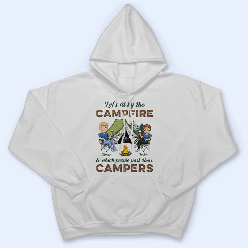 Let's Sit By The Campfire Husband Wife Camping - Couple Gift - Personalized Custom T Shirt - Image 4